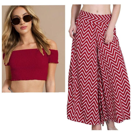 Palazzo & Crop Top Maroon Colour Crepe Palazzo with inner lined & Tube Smoking Top Apparel & Accessories Cony International 