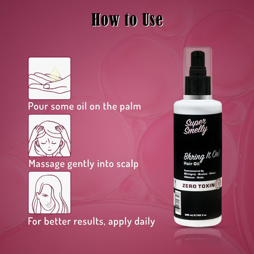 SUPER SMELLY Bhring it on hair oil | with Bhringraj, Brahmi, Onion and Amla Hair Oil (200ml) Hair Oil Super Smelly 