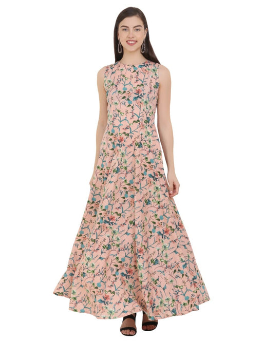 Attractive Cut Sleeve Printed Dress in Peach Colour western wear for women Cony International 