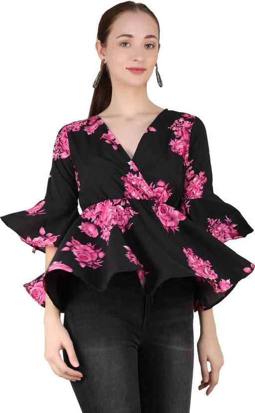 Charvi Trendy Pink Colour Wrap Top With Bell Sleeves Cony International 