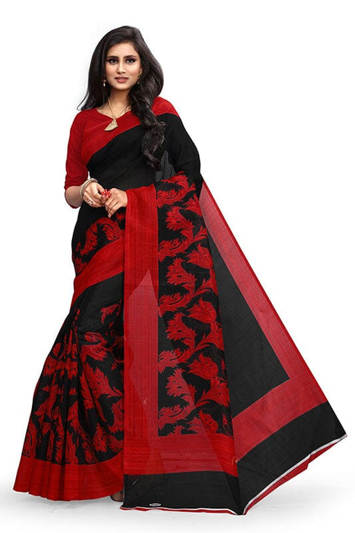 SVB Saree Black Colour Printed Bhagalpuri Silk saree SAREES SVB Sarees 
