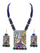 JFL - Jewellery for Less Beautiful Warli Painting Faces Pendant with Multi Color and Cotton Bead Adjustable Thread Handcraft Necklace and Dangler Earrings for Women and Girls. (Red, Sky Blue, Yellow) earrings JFL 