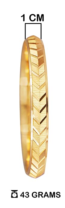 JFL - Jewellery for Less Latest One Gram Gold Plated Cut Design Golden Punjabi Sardar Sikh Kada for Men & Boys. Kada JFL 