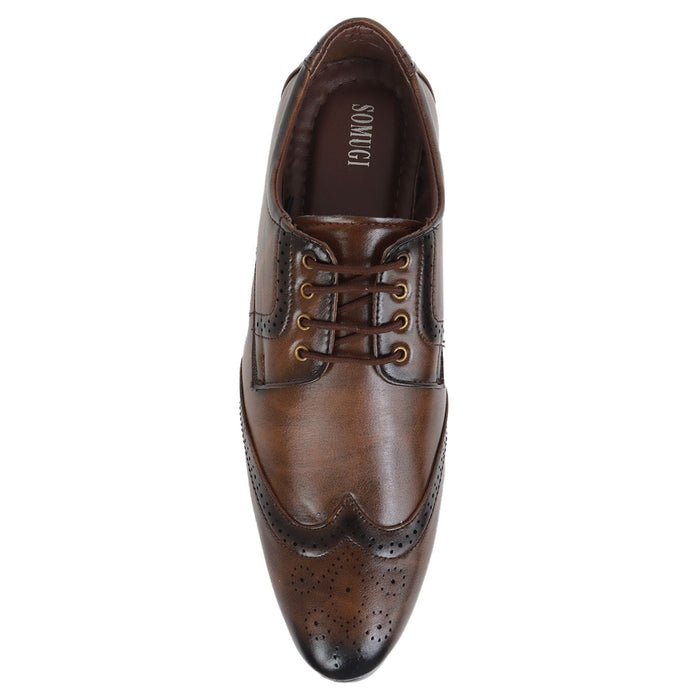 Somugi Brown Brogue Shoes for Men made by Artificial Leather Formal Shoes Avinash Handicrafts 