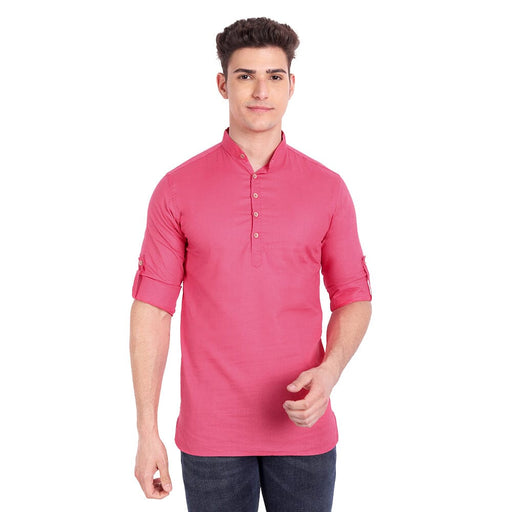 Vida Loca Pink Cotton Solid Slim Fit Full Sleeves Shirt For Men's Apparel & Accessories Accha jee online 