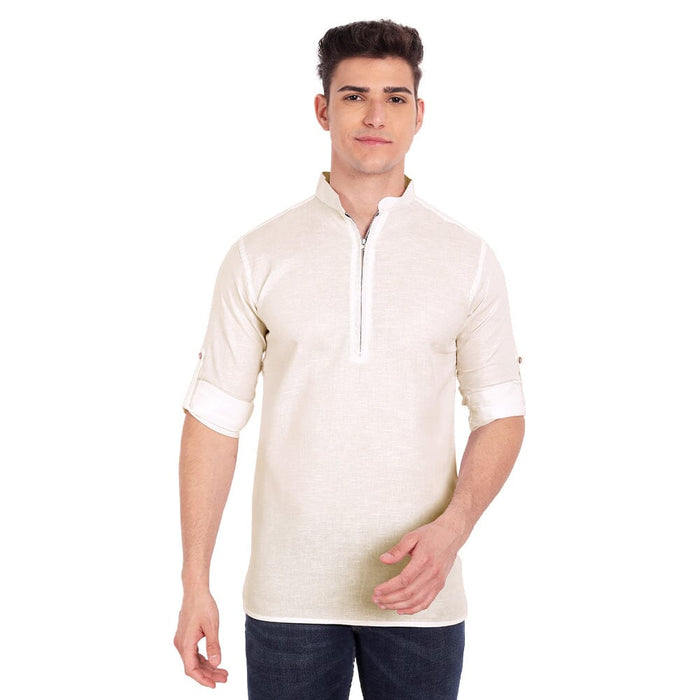 Vida Loca Beige Cotton Solid Slim Fit Full Sleeves Shirt For Men's Apparel & Accessories Accha jee online 