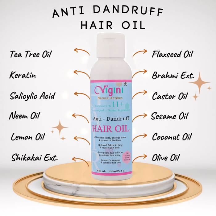 Vigini Natural Anti-Dandruff Itchy Scalp Hair Care Oil Provides Hair Growth, Nourishment, Silky & Shining Hair For Men Women 100 ml health & wellness Global Medicare Inc 