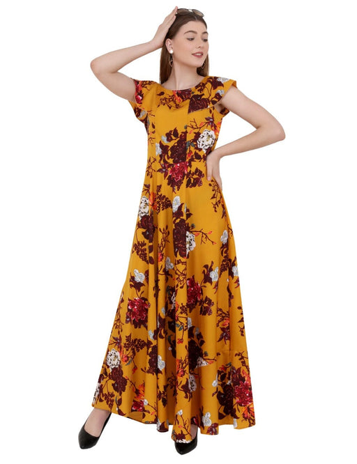 Designer Stylish Partywear Maxi Length Mustard Gown western wear for women Cony International 