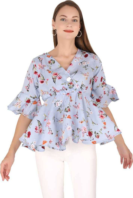 Charvi Trendy Lavender Colour Wrap Top With Bell Sleeves Cony International 