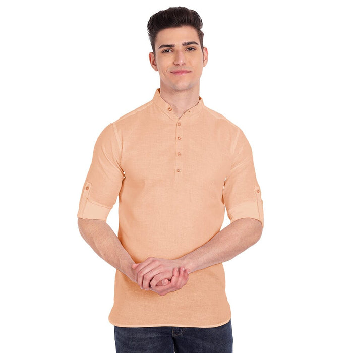 Vida Loca Orange Cotton Solid Slim Fit Full Sleeves Shirt For Men's Apparel & Accessories Accha jee online 