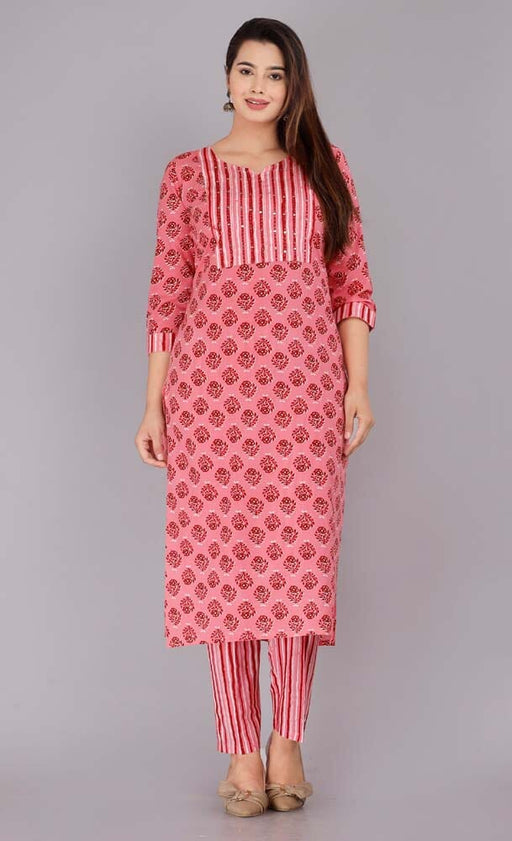 Pure Cotton Woman Kurta And Pant Set in Pink Colour Apparel & Accessories MASTER SYNTHETIC MILLS 