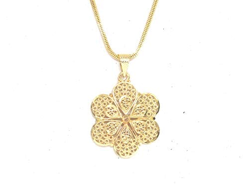 Shree Mauli Creation Golden Alloy Golden Flower Pendant Chain Necklace for Women SMCN1227 Jewellery Sets Shree Mauli Creations 
