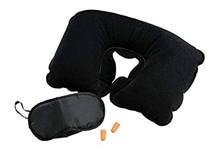 Aryshaa Velvet Neck Pillow with Eye Mask and Ear Bud Travel Kit Set (Multicolour) Home & Garden Metroz Enterprises 