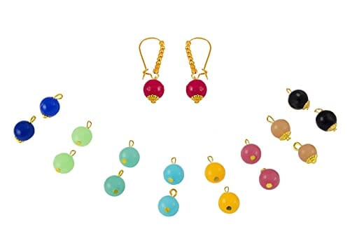 JFL - Jewellery for Less Multicolor Gold Plated Copper and Pearl Earring for Women and Girls (Pair of 9) earrings JFL 