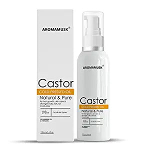 AromaMusk USDA Organic 100% Pure Cold Pressed Castor Oil For Hair Growth, Skin Care, Strong Nails & Eyelashes, 100ml Aroma Musk 