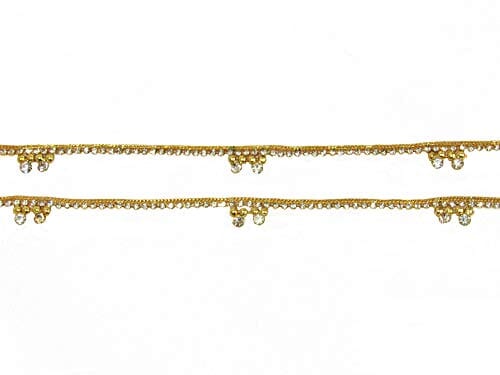Shree Mauli Creation Golden Alloy Nice Golden Single Line Stone Drop Anklet for Women SMCA108 Jewellery Sets Shree Mauli Creations 