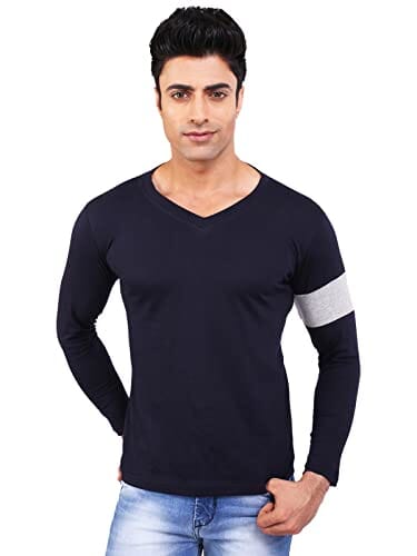 BKS COLLECTION V-Neck Full Sleeve Cotton Solid for Men's Stylist T-Shirt Apparel & Accessories BKS COllections 