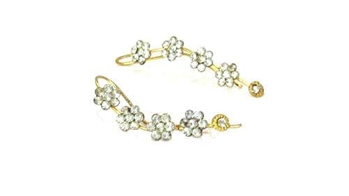 Shree Mauli Creation White Alloy White stone Golden Kaan Earrings for Women Jewellery Sets Shree Mauli Creations 