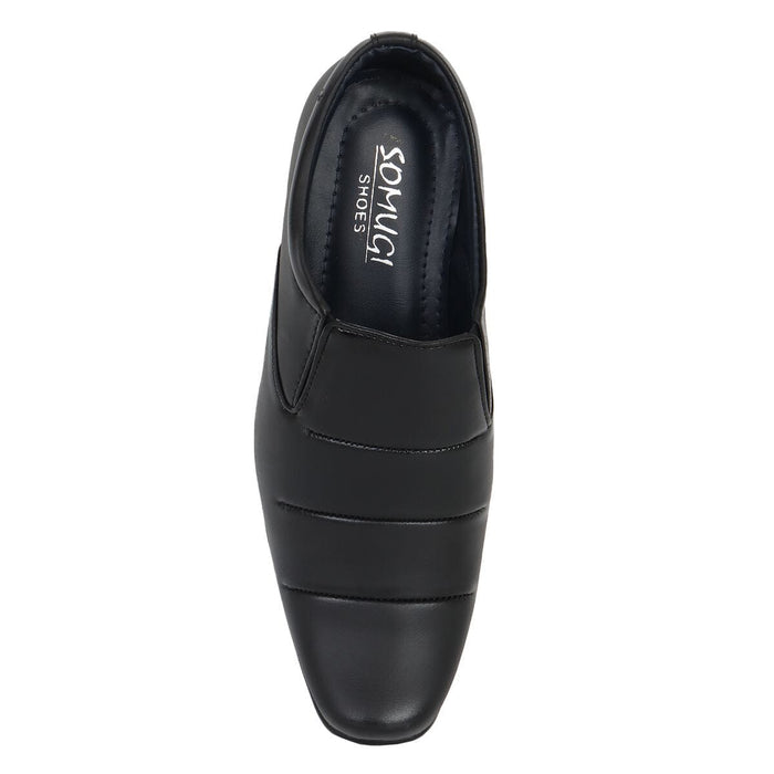Somugi Mens Black Slip on formal Shoes (matte finish) made by Artificial Leather Formal Shoes Avinash Handicrafts 
