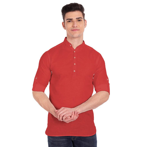 Vida Loca Red Cotton Solid Slim Fit Full Sleeves Shirt For Men's Apparel & Accessories Accha jee online 
