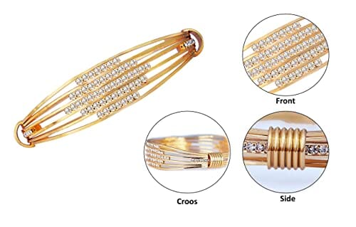 JFL- Jewellery For Less Traditional One Gram Gold Plated American Diamond Studded Fancy Kada for Women & Girls. Bangles JFL 