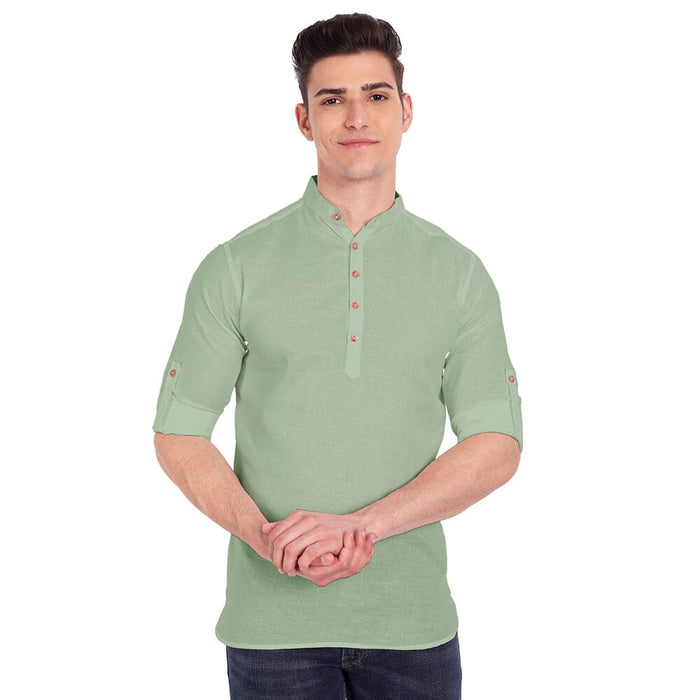 Vida Loca Turquoise Cotton Solid Slim Fit Full Sleeves Shirt For Men's Apparel & Accessories Accha jee online 