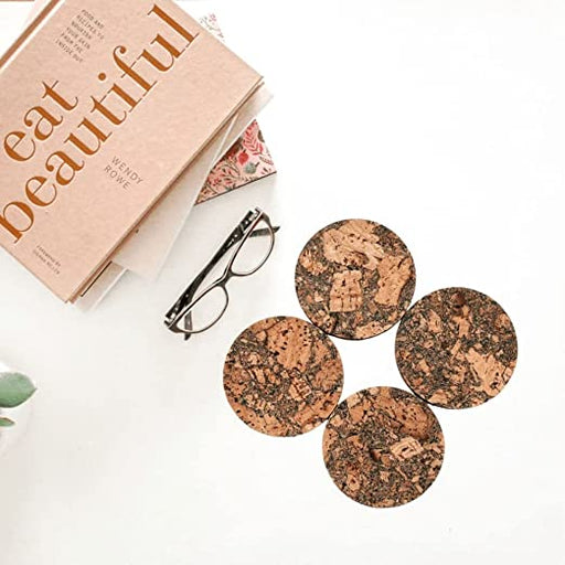 ONEarth Quirky Cork Coasters Water Absorbent, Heat Resistant, Natural Brown Pack of 6 home essentials ONEARTH 