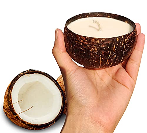 Onearth Coconut Shell Soy Natural Wax Candle - Lavender,(100-170ml),(Dark Brown and White)-Aorion-40412 home essentials ONEARTH 