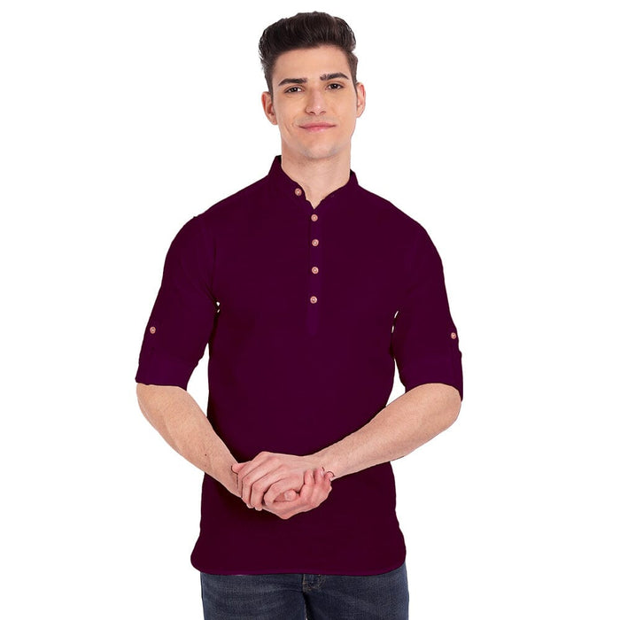 Vida Loca Purple Cotton Solid Slim Fit Full Sleeves Shirt For Men's Apparel & Accessories Vida loca 