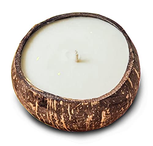 Onearth Coconut Shell Soy Natural Wax Candle - Lavender,(100-170ml),(Dark Brown and White)-Aorion-40412 home essentials ONEARTH 