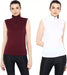 Ap'pulse Solid Women High Neck White, Maroon T-Shirt (Pack of 2) T SHIRT sandeep anand 