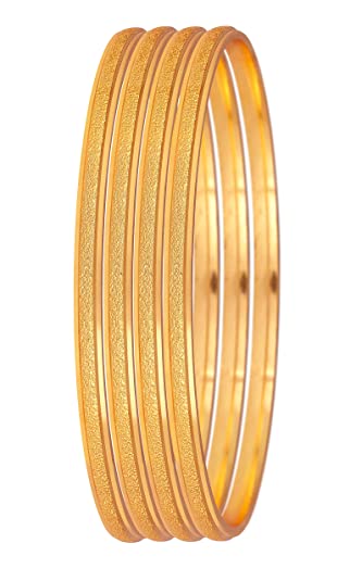 JFL - Jewellery for Less Traditional Ethenic 1 Gram Gold Plated Matte Designer Bangle for women(Set of 4) Bangles JFL 