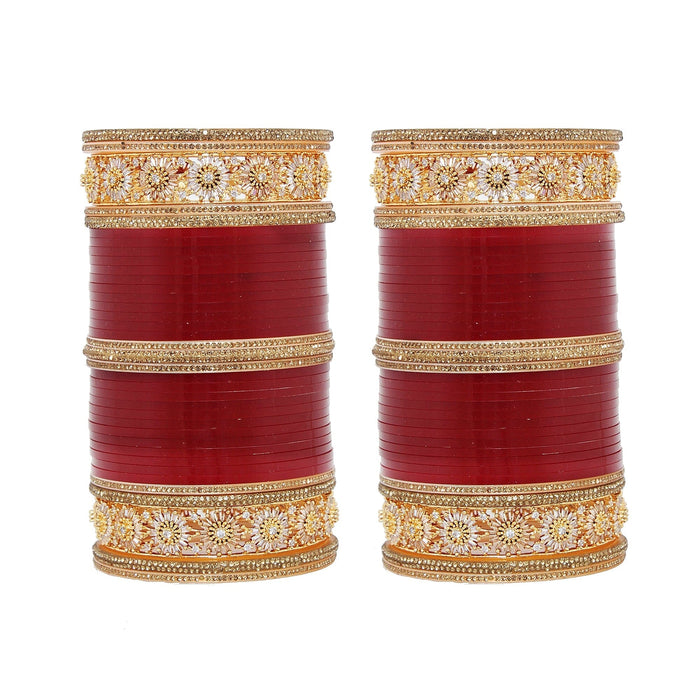 Lucky Jewellery Bridal Wedding punjabi chuda Designer chura Maroon color Choora (4762-G1C1-AD-R-22) Bangles Lucky Jewellery 