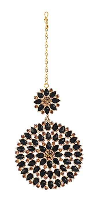 JFL - Jewellery for Less Gold Plated Stone and LCD Diamond Studded Maang Tikka for Women and Girls Maang tika JFL 