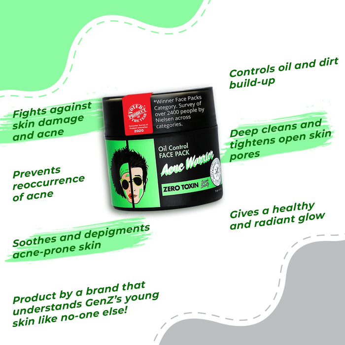 Super Smelly Acne Warrior Oil Control Face Pack (70 gm) Natural and Toxin Free face pack Super Smelly 