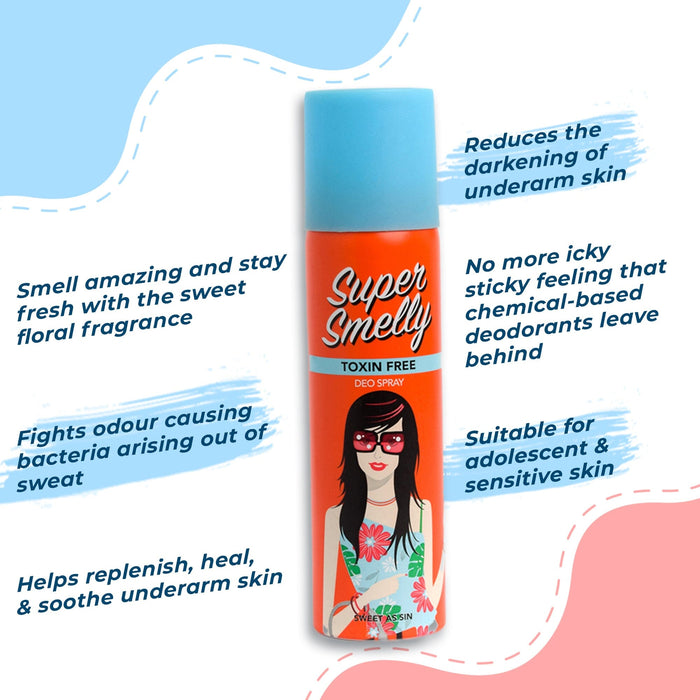 Super Smelly Sweet As Sin Natural & Long Lasting Deodorant Spray, Citrus and fruity smell 150ml Deodorant Super Smelly 