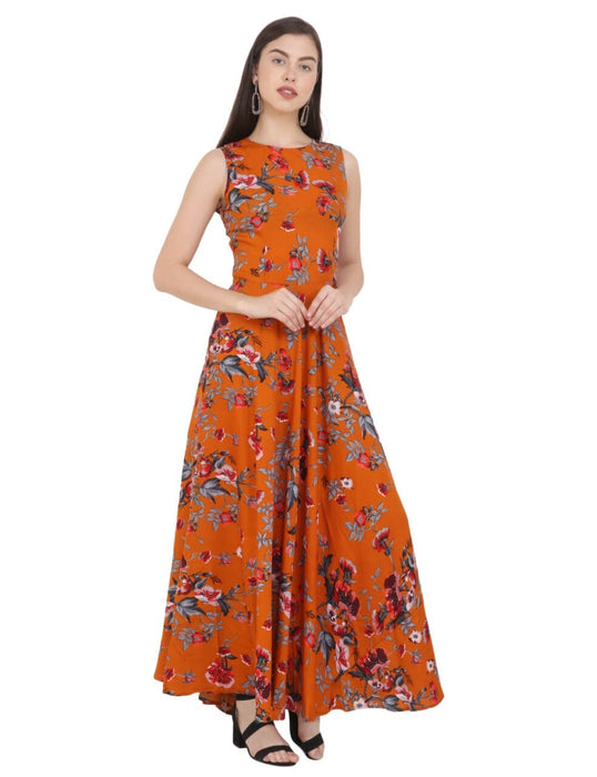 Attractive Cut Sleeve Printed Dress in Mustard Colour western wear for women Cony International 