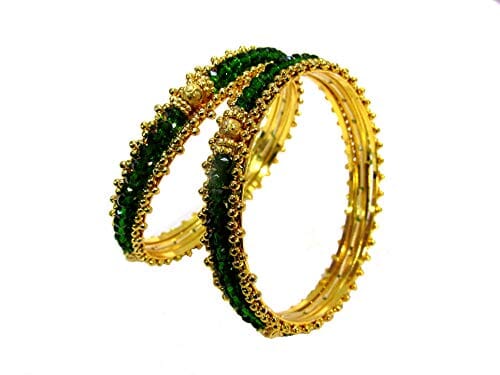 SHREE MAULI CREATION Green Alloy Golden Green Beads Bangle Set of 2 for Women Jewellery Sets Shree Mauli Creations 