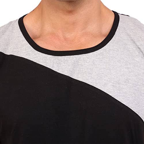 BKS COLLECTION West Sleeveless Grey And Black Round Neck Solid for Men's Stylist Cotton T-Shirt Apparel & Accessories BKS COllections 