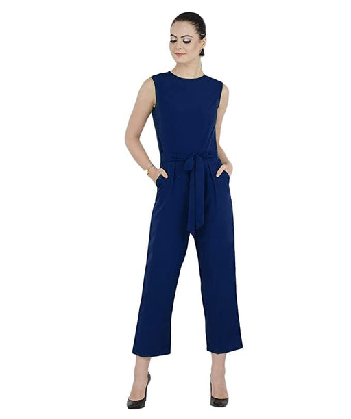 Bahrupiya Clothing Dark Blue Color Crepe Designer Jumpsuit for Women Jumpsuits & Rompers Bahrupiya Clothing XS Dark Blue 