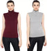 Ap'pulse Solid Women High Neck Maroon, Grey T-Shirt (Pack of 2) T SHIRT sandeep anand 