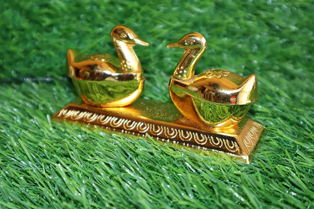 Salvus APP SOLUTIONS Beautiful Golden Metal Pair of DuckSwan Sindoor Box,for Women, Home Decor & Gift (11x7 cm) Home Decors Salvus App Solutions 