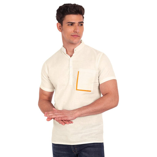Vida Loca Beige Cotton Solid Slim Fit Half Sleeves Shirt For Men's Apparel & Accessories Accha jee online 