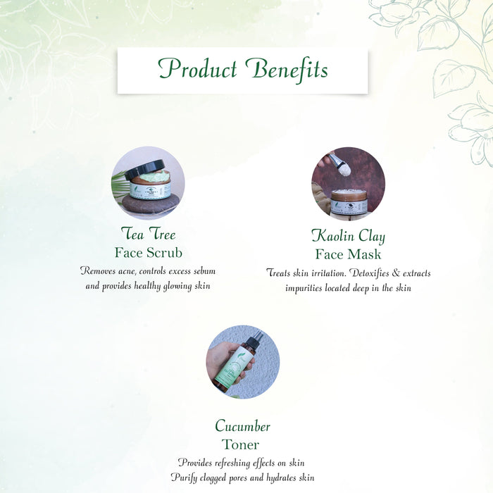 Customised Gift Set (3 items- Cucumber Toner, Kaolin Clay Mask, Tea Tree Neem Face Scrub) Personal Care FRESCIA 