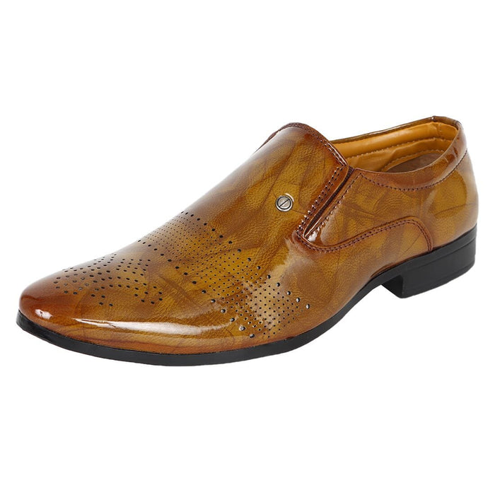 Somugi Tan Slip on Formal Shoes for Men made by Artificial Patent Leather Formal Shoes Avinash Handicrafts 