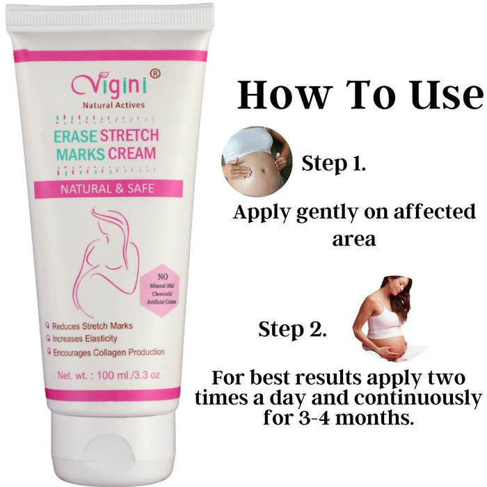 Vigini Natural Erase Stretch Marks Scars Removal Oil Cream In During After Pregnancy Delivery for Women Anti-Aging Hyper Pigemantation Remover Uneven Skin Tone 100g health & wellness Global Medicare Inc 