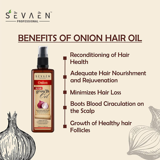 Onion oil & Hair Fall Control Hair Oil for Hair Regrowth (Ayurvedic) Hair Oil Hair Care SEVAEN PROFESSIONAL 