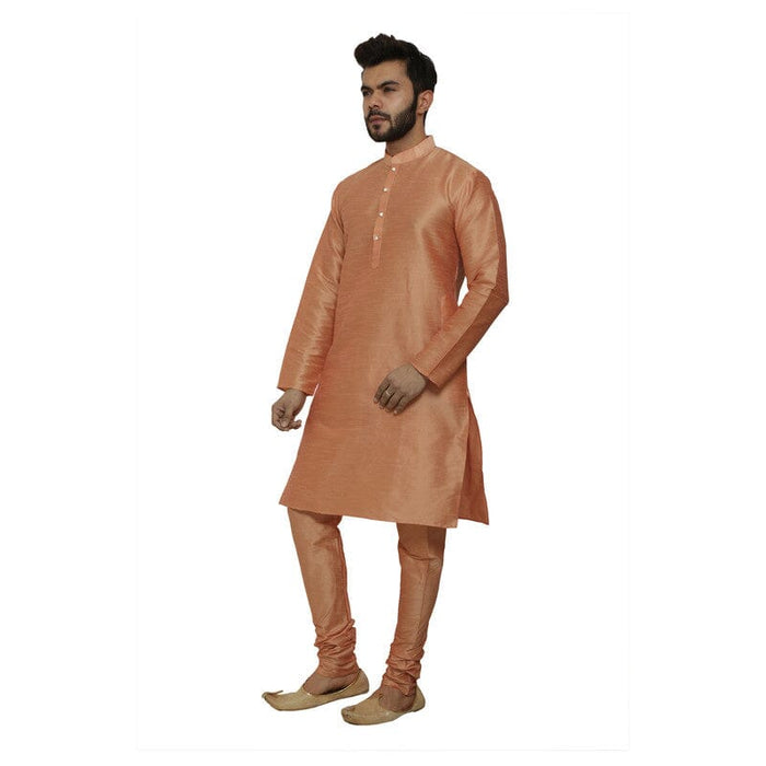 AAZ WEAR Traditional Kurta Pyjama Set for Men Ethnic Wear for Men Wedding /Pooja Occasion or Regular Use Kurta Set LIGHT ORANGE Men Indo-Western with Dhoti Pant AROSE ENTERPRISES 
