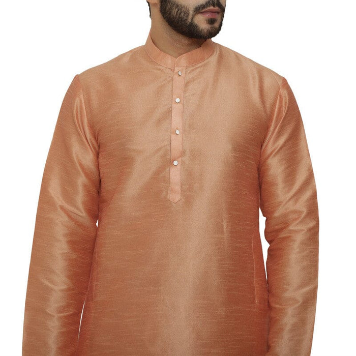 AAZ WEAR Traditional Kurta Pyjama Set for Men Ethnic Wear for Men Wedding /Pooja Occasion or Regular Use Kurta Set LIGHT ORANGE Men Indo-Western with Dhoti Pant AROSE ENTERPRISES 