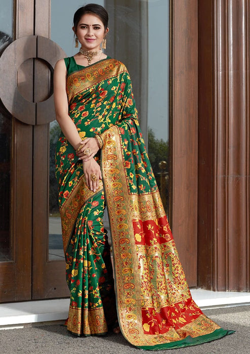 Soft Banarasi Rama Silk Saree With Heavy Mina Weaving Rich Pallu Saree. Apparel & Accessories Roopkashish 